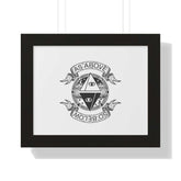 Framed horizontal "as above so below mystic wall art" with intricate symbols in black and white, perfect for enhancing any living space.