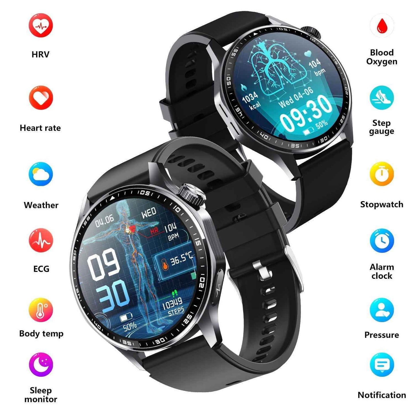 Advanced Health and Fitness Smartwatch with Tools to Manage Stress and Sleep, ECG App, SpO2, 24/7 Heart Rate - Soul threadssoulthreads25