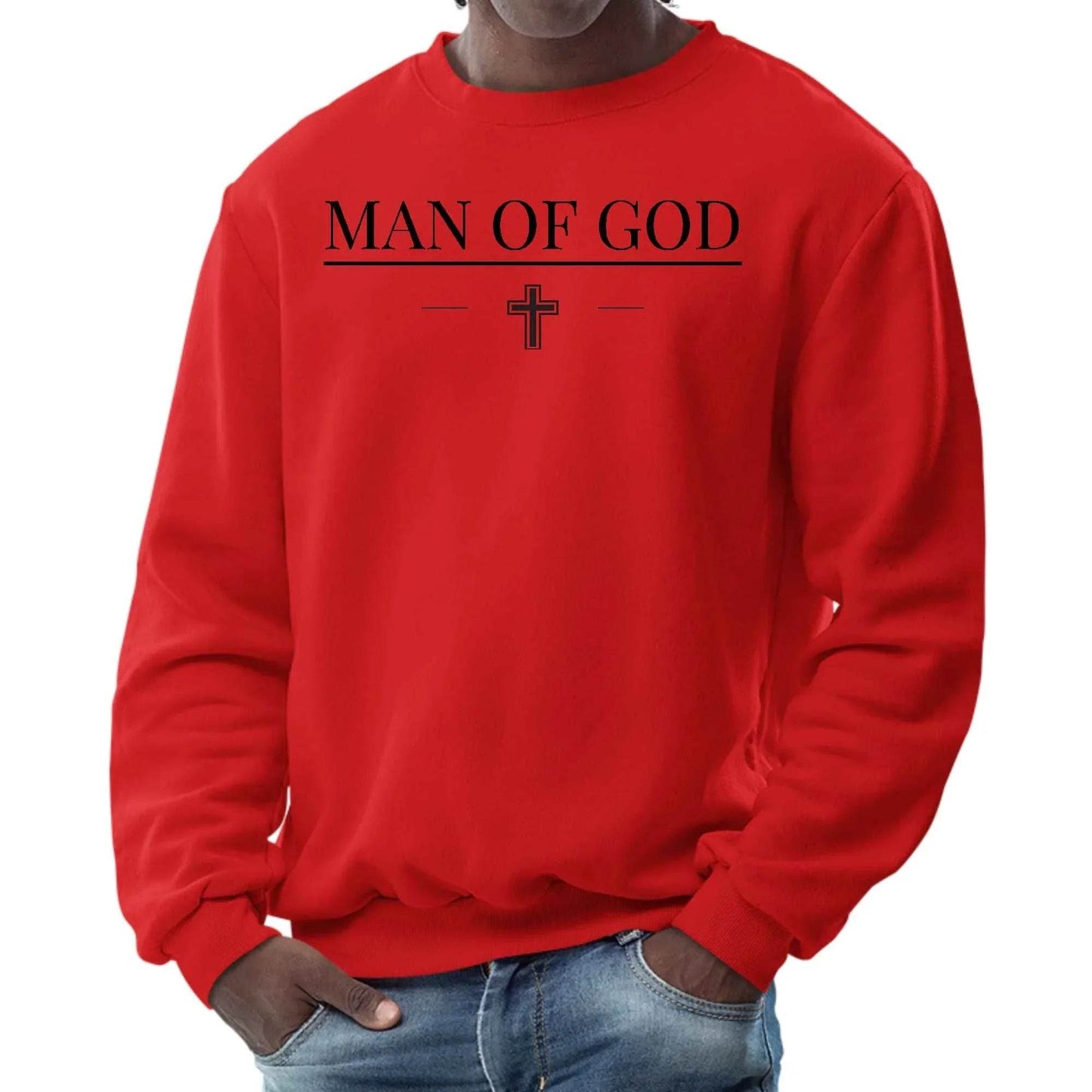 Mens Graphic Sweatshirt - Man of God Black Print - Soul threadssoulthreads25