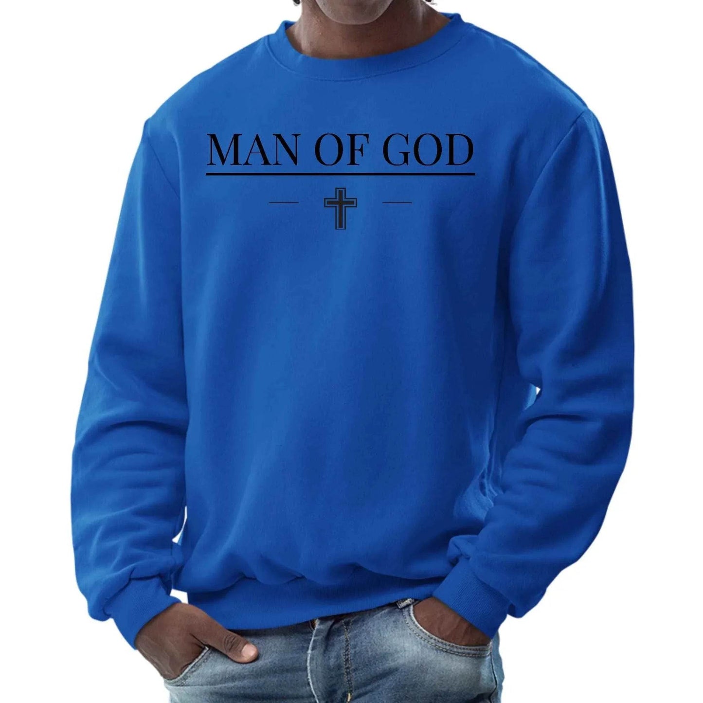Mens Graphic Sweatshirt - Man of God Black Print - Soul threadssoulthreads25
