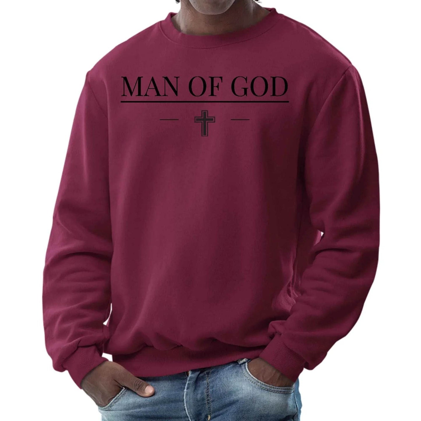 Mens Graphic Sweatshirt - Man of God Black Print - Soul threadssoulthreads25