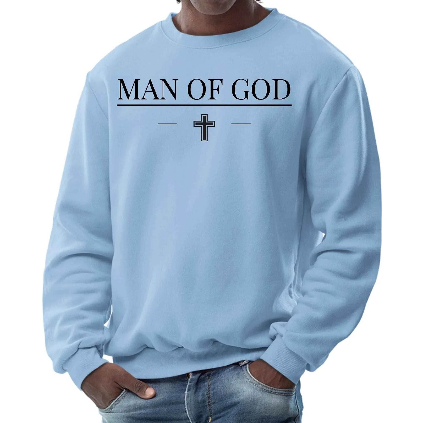 Mens Graphic Sweatshirt - Man of God Black Print - Soul threadssoulthreads25