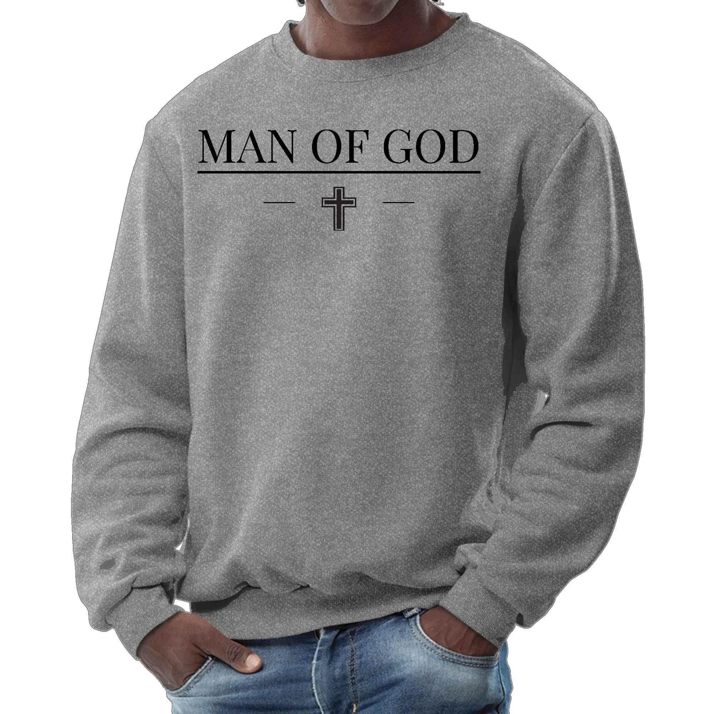 Mens Graphic Sweatshirt - Man of God Black Print - Soul threadssoulthreads25