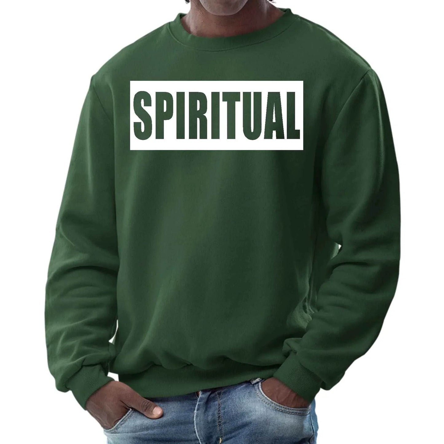 Mens Graphic Sweatshirt - Spiritual White Colorblock Illustration - Soul threadssoulthreads25