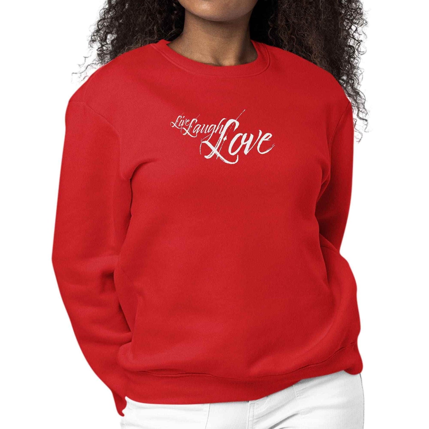 Womens Graphic Sweatshirt Live Laugh Love Light Grey - Soul threadssoulthreads25
