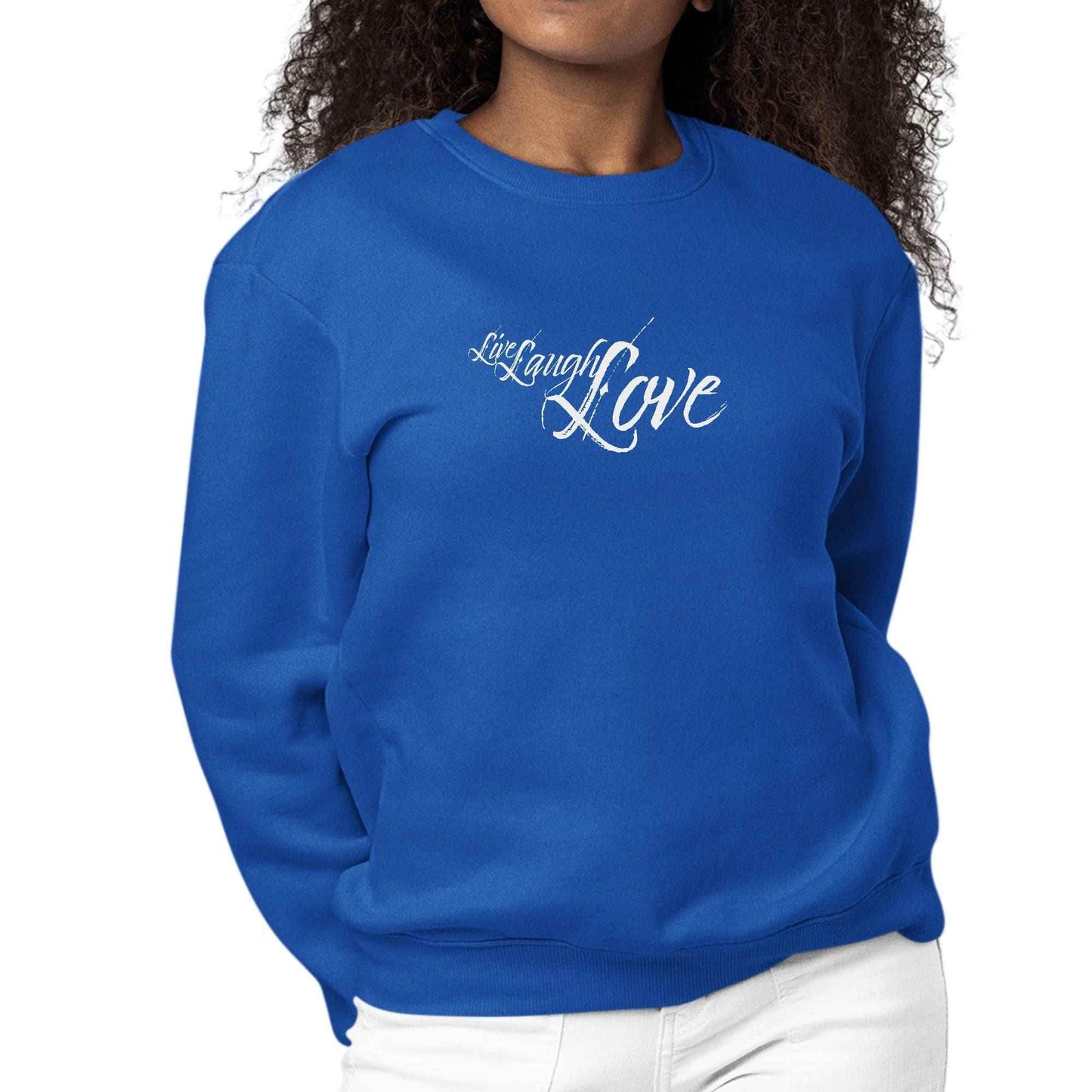 Womens Graphic Sweatshirt Live Laugh Love Light Grey - Soul threadssoulthreads25