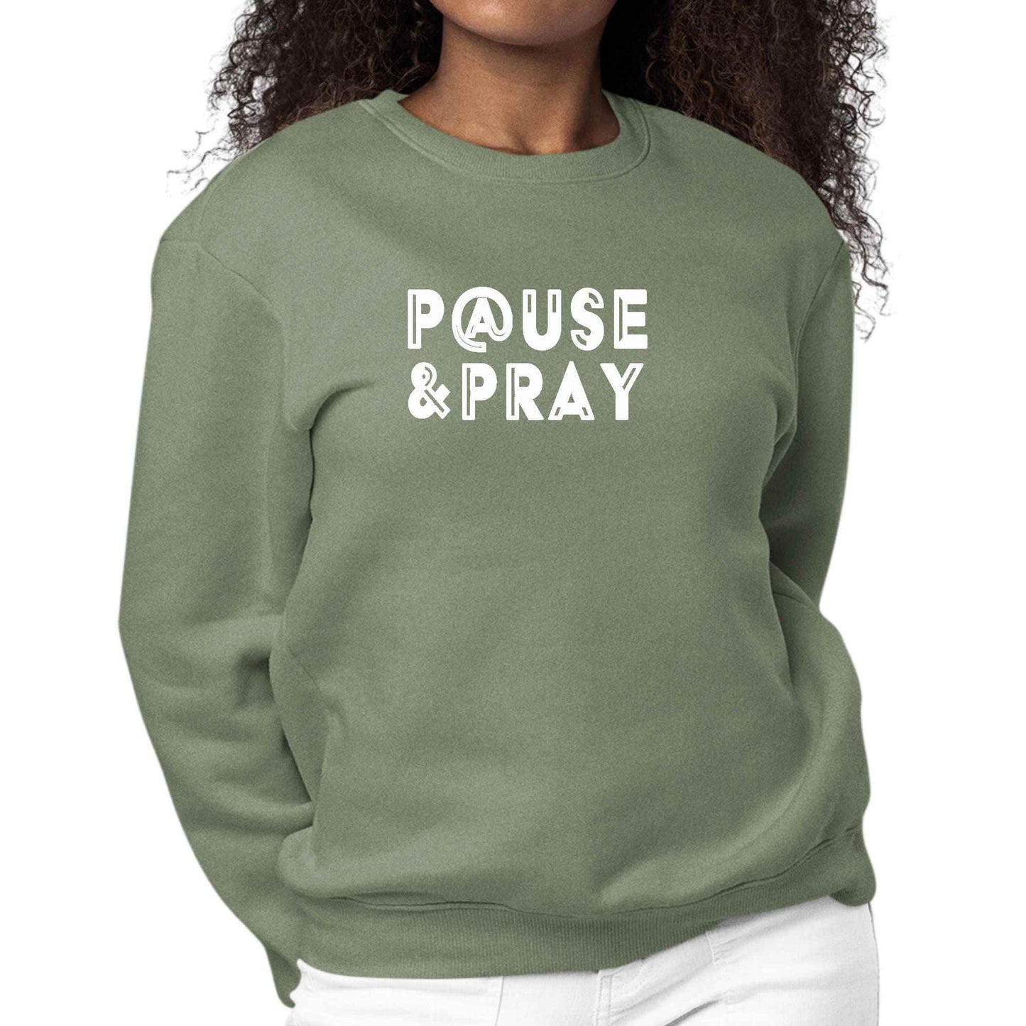 Womens Graphic Sweatshirt Pause and Pray - Soul threadssoulthreads25