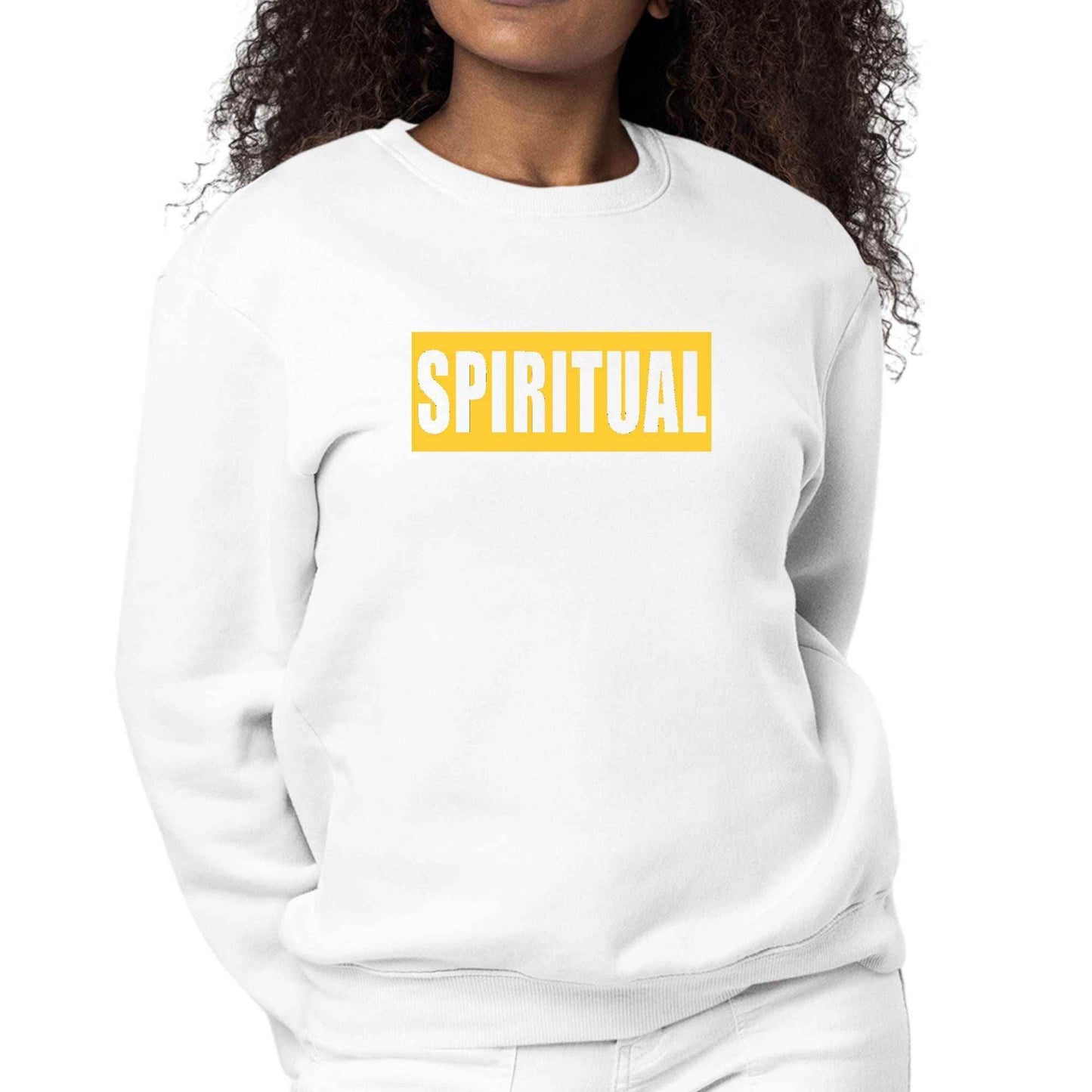 Womens Graphic Sweatshirt Spiritual Yellow Gold Colorblock - Soul threadssoulthreads25