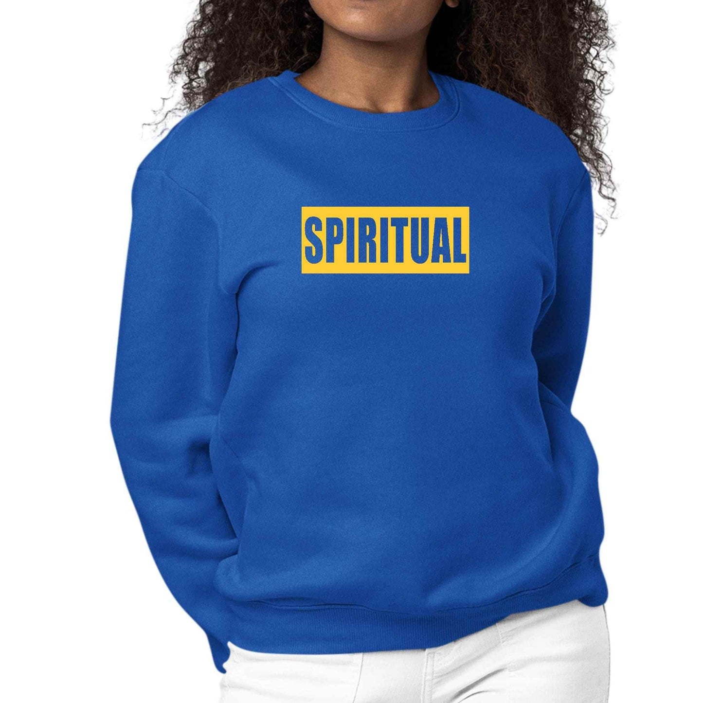 Womens Graphic Sweatshirt Spiritual Yellow Gold Colorblock - Soul threadssoulthreads25