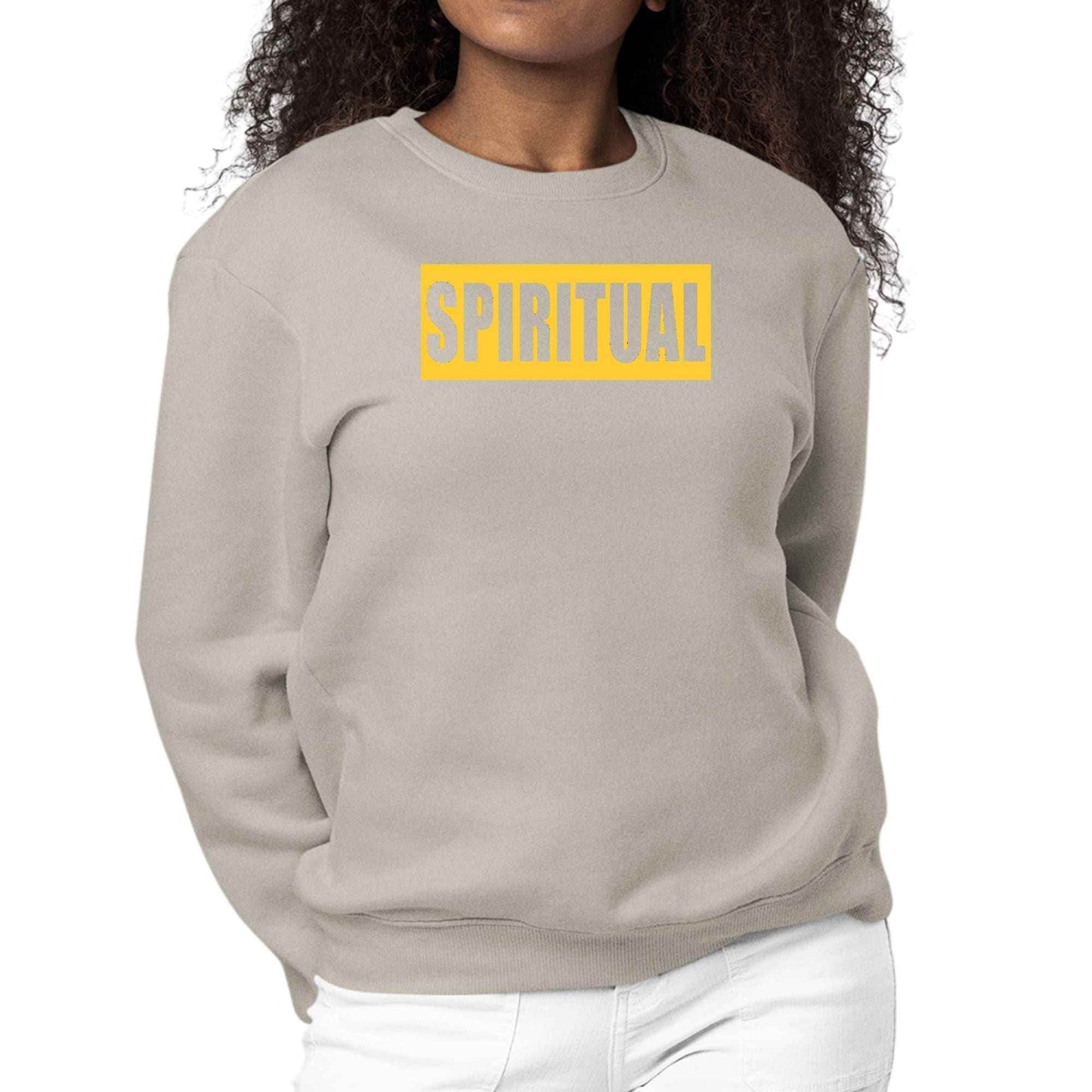 Womens Graphic Sweatshirt Spiritual Yellow Gold Colorblock - Soul threadssoulthreads25