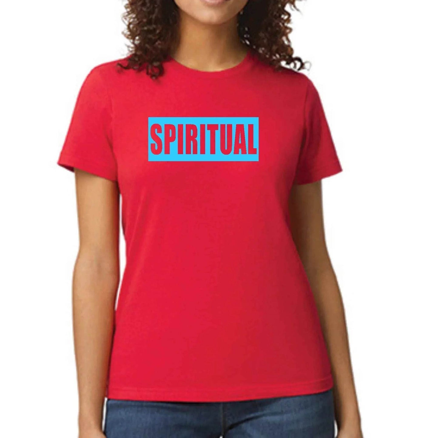 Womens Graphic T-shirt - Spiritual Light Blue Print - Soul threadssoulthreads25