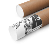 Rolled mystical wall art prints ready for display, featuring boho and spiritual designs, ideal for meditation room decor and yogi gifts.