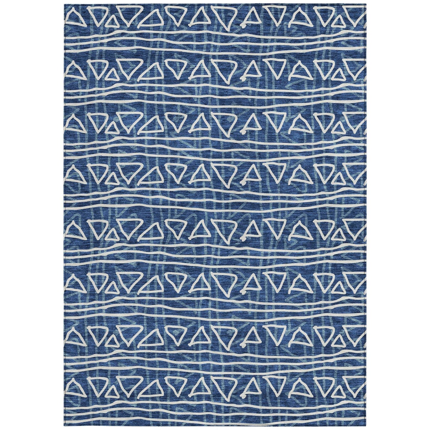 3' X 5' Navy Blue And Ivory Geometric Washable Indoor Outdoor Area Rug - Soul threadssoulthreads25