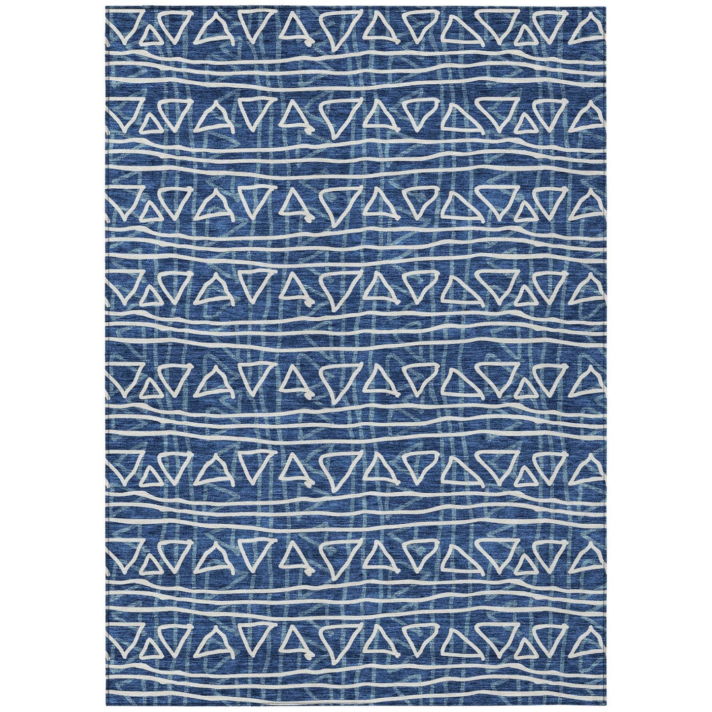 3' X 5' Navy Blue And Ivory Geometric Washable Indoor Outdoor Area Rug - Soul threadssoulthreads25