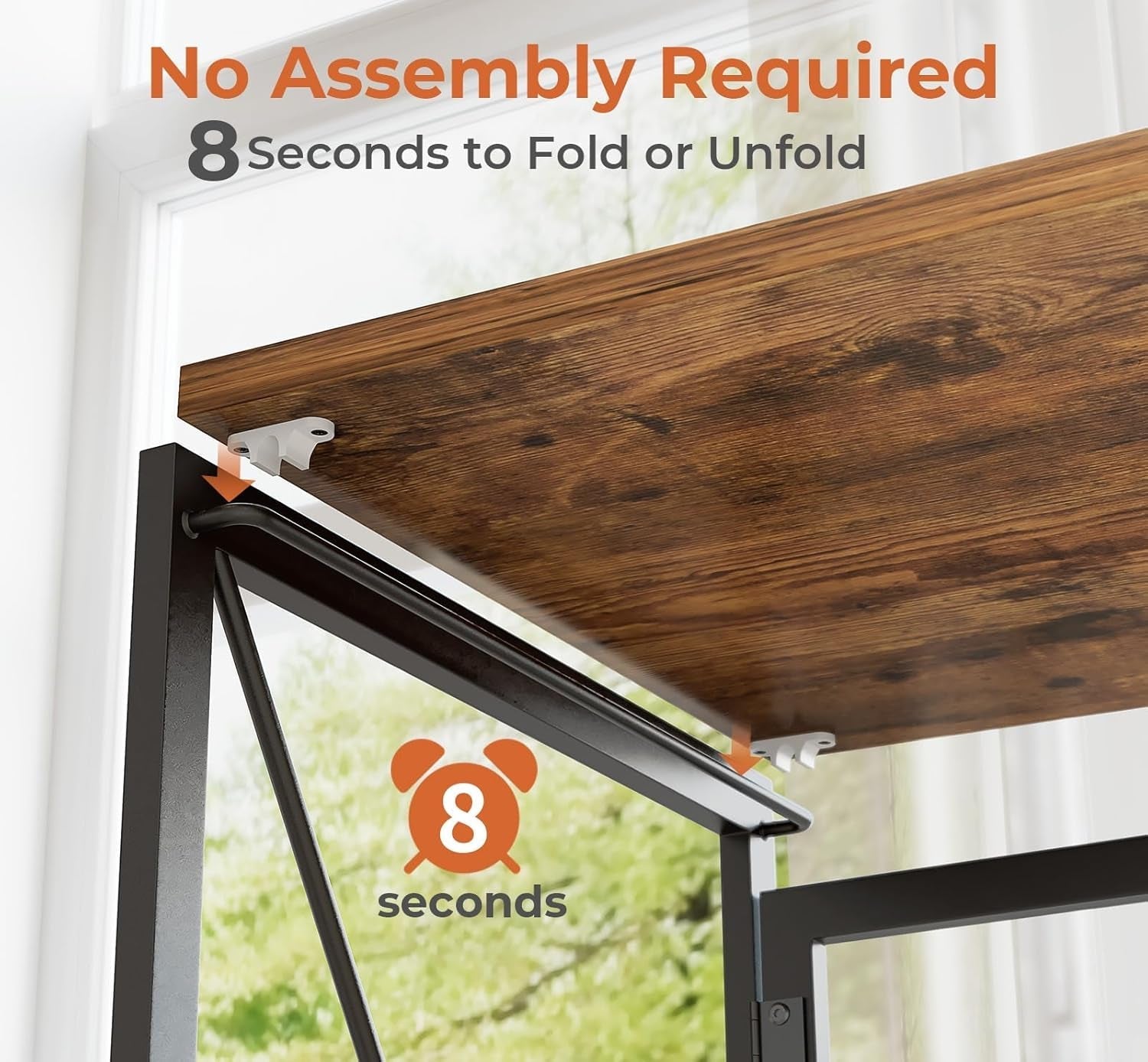 31.5" Vintage Brown Folding Desk No Assembly - Soul threadssoulthreads25