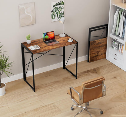 31.5" Vintage Brown Folding Desk No Assembly - Soul threadssoulthreads25