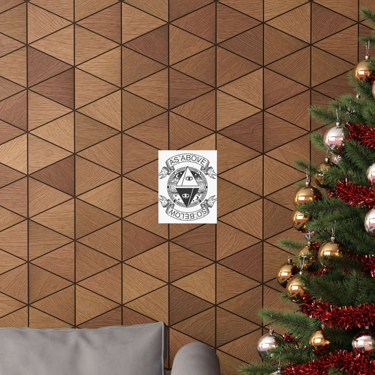 Mystical wall art prints featuring As Above So Below design, perfect boho wall decor for meditation room, with matte finish on geometric wall.