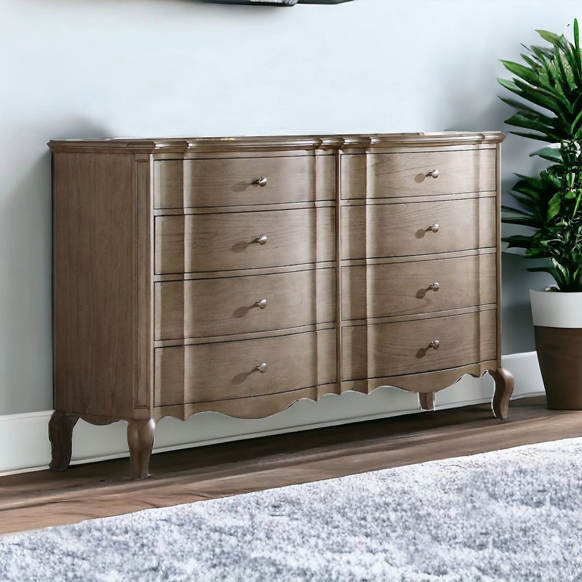 64" Taupe Solid and Manufactured Wood Eight Drawer Double Dresser - Soul threadssoulthreads25