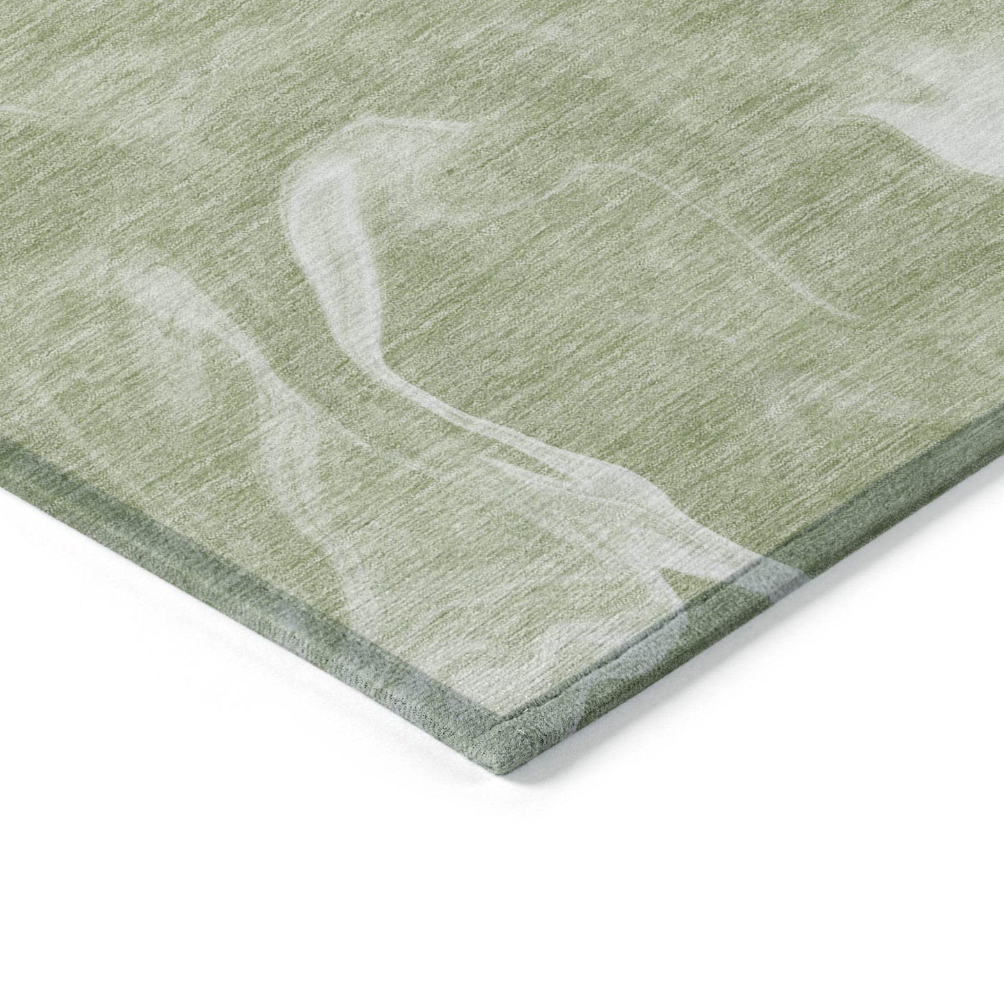 9' X 12' Artichoke Green Fern Green And Ivory Abstract Washable Indoor Outdoor Area Rug - Soul threadssoulthreads25