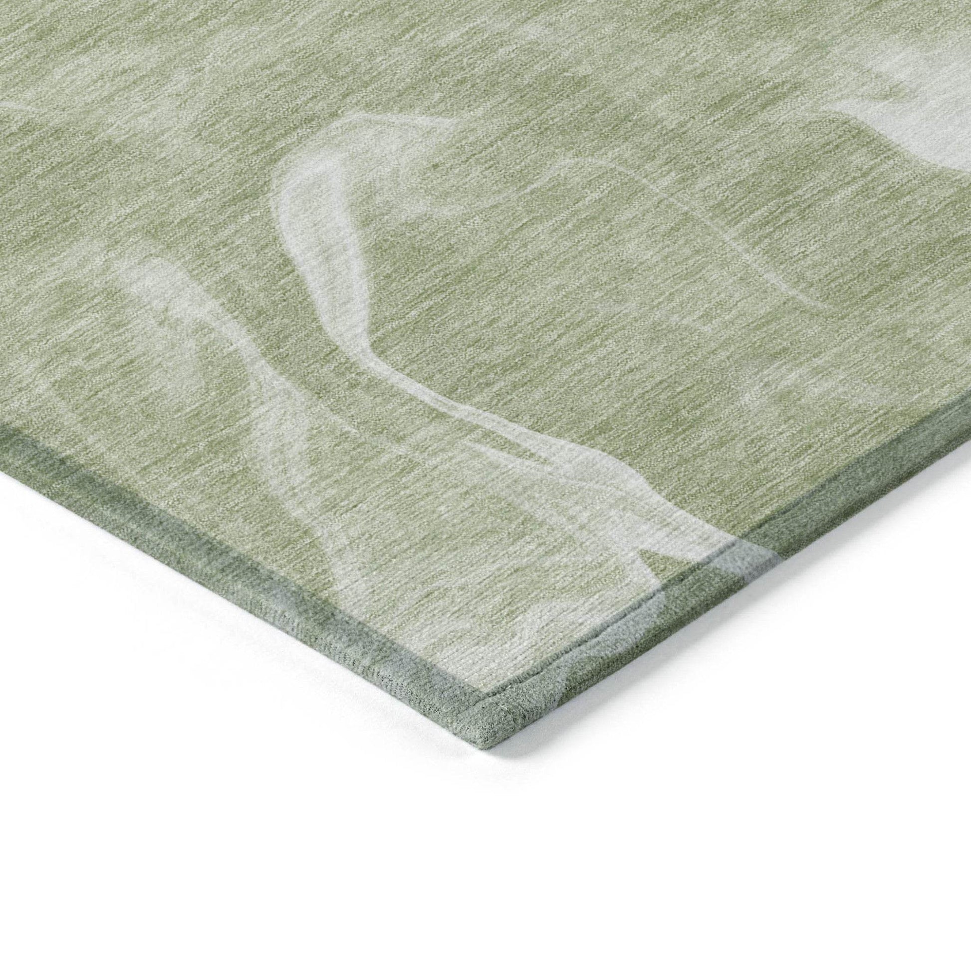 9' X 12' Artichoke Green Fern Green And Ivory Abstract Washable Indoor Outdoor Area Rug - Soul threadssoulthreads25