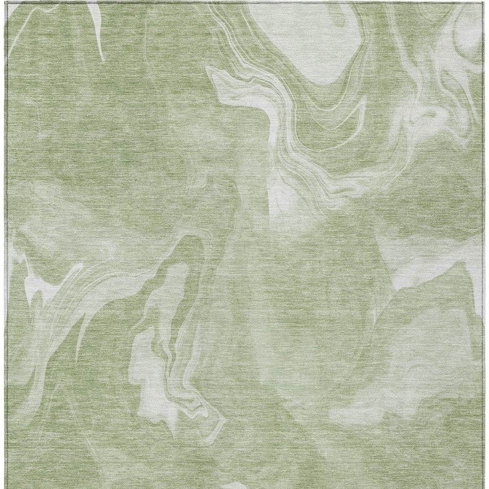 9' X 12' Artichoke Green Fern Green And Ivory Abstract Washable Indoor Outdoor Area Rug - Soul threadssoulthreads25
