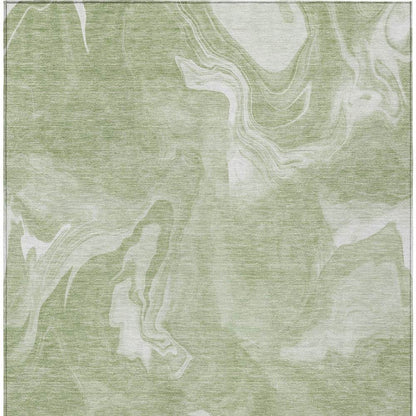 9' X 12' Artichoke Green Fern Green And Ivory Abstract Washable Indoor Outdoor Area Rug - Soul threadssoulthreads25