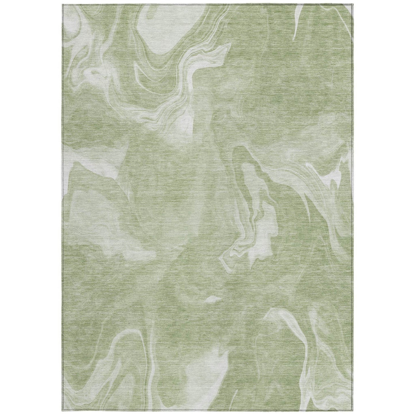 9' X 12' Artichoke Green Fern Green And Ivory Abstract Washable Indoor Outdoor Area Rug - Soul threadssoulthreads25