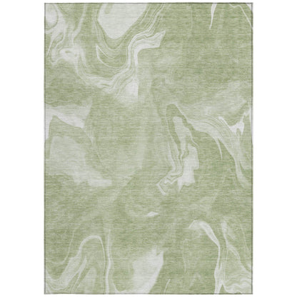 9' X 12' Artichoke Green Fern Green And Ivory Abstract Washable Indoor Outdoor Area Rug - Soul threadssoulthreads25