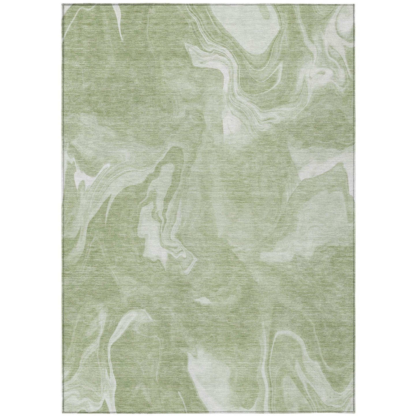 9' X 12' Artichoke Green Fern Green And Ivory Abstract Washable Indoor Outdoor Area Rug - Soul threadssoulthreads25