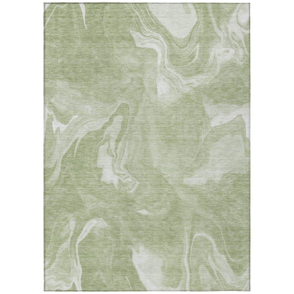 9' X 12' Artichoke Green Fern Green And Ivory Abstract Washable Indoor Outdoor Area Rug - Soul threadssoulthreads25