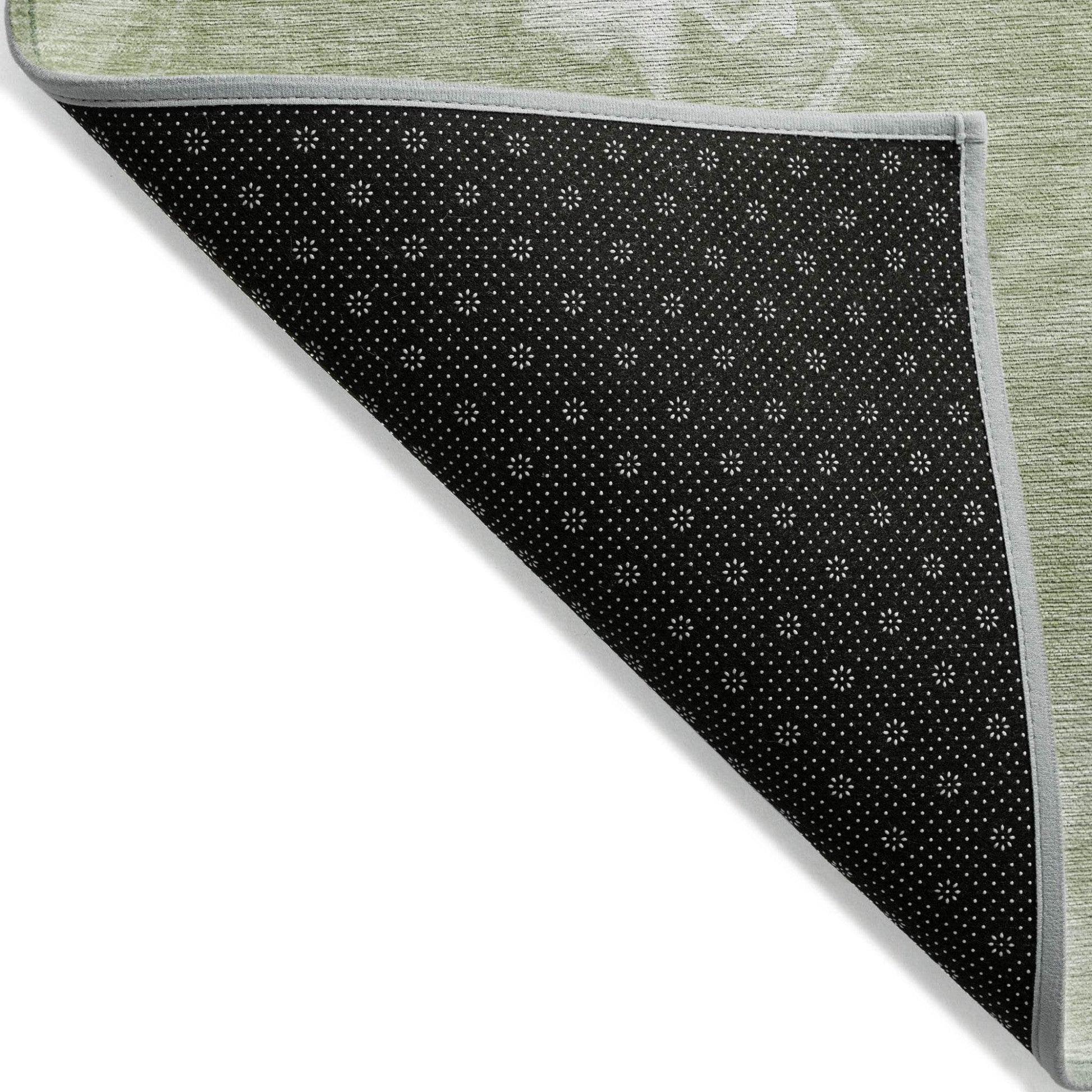 9' X 12' Artichoke Green Fern Green And Ivory Abstract Washable Indoor Outdoor Area Rug - Soul threadssoulthreads25