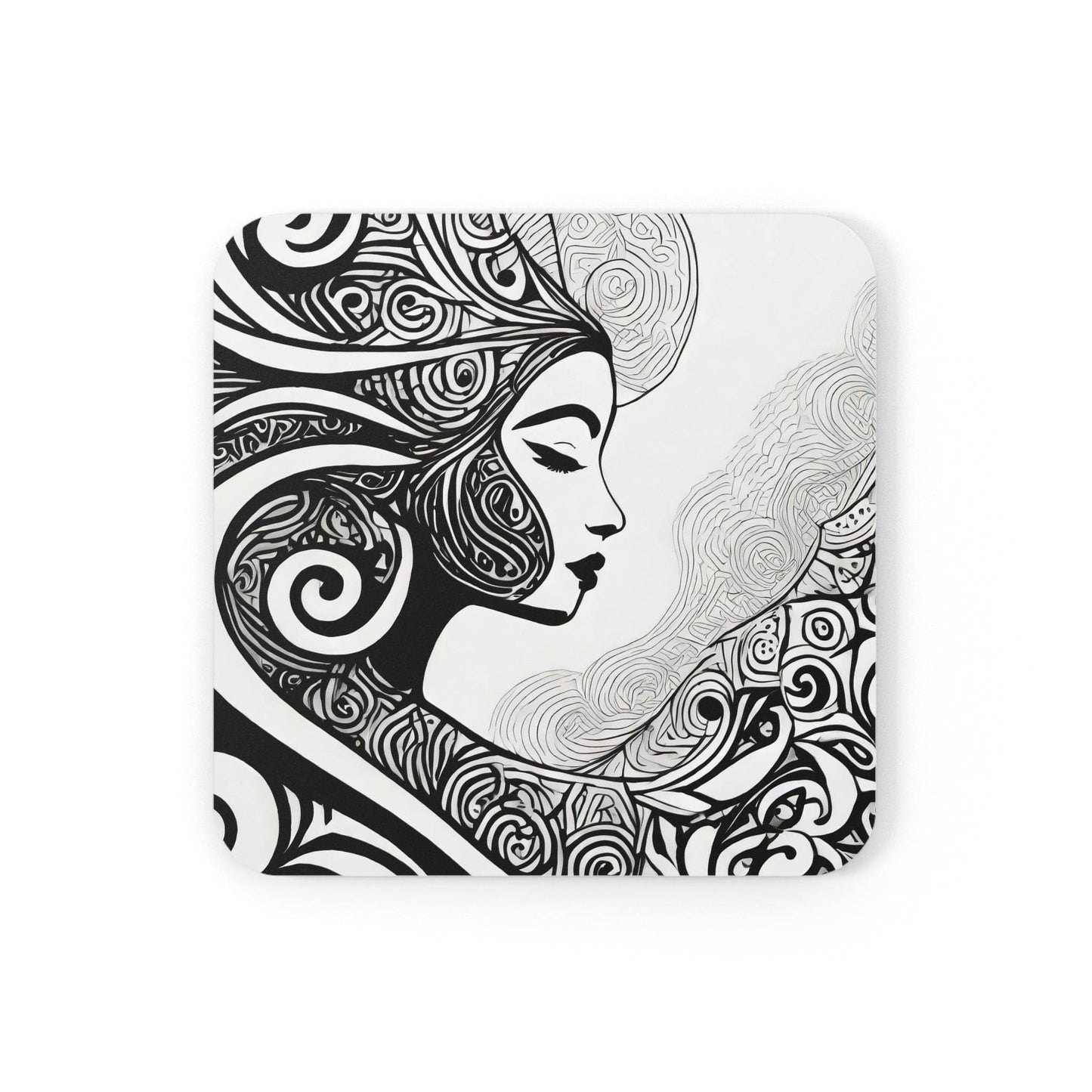 Coaster Set of 4 for Drinks Female Black Line Art Print 7134 - Soul threadssoulthreads25