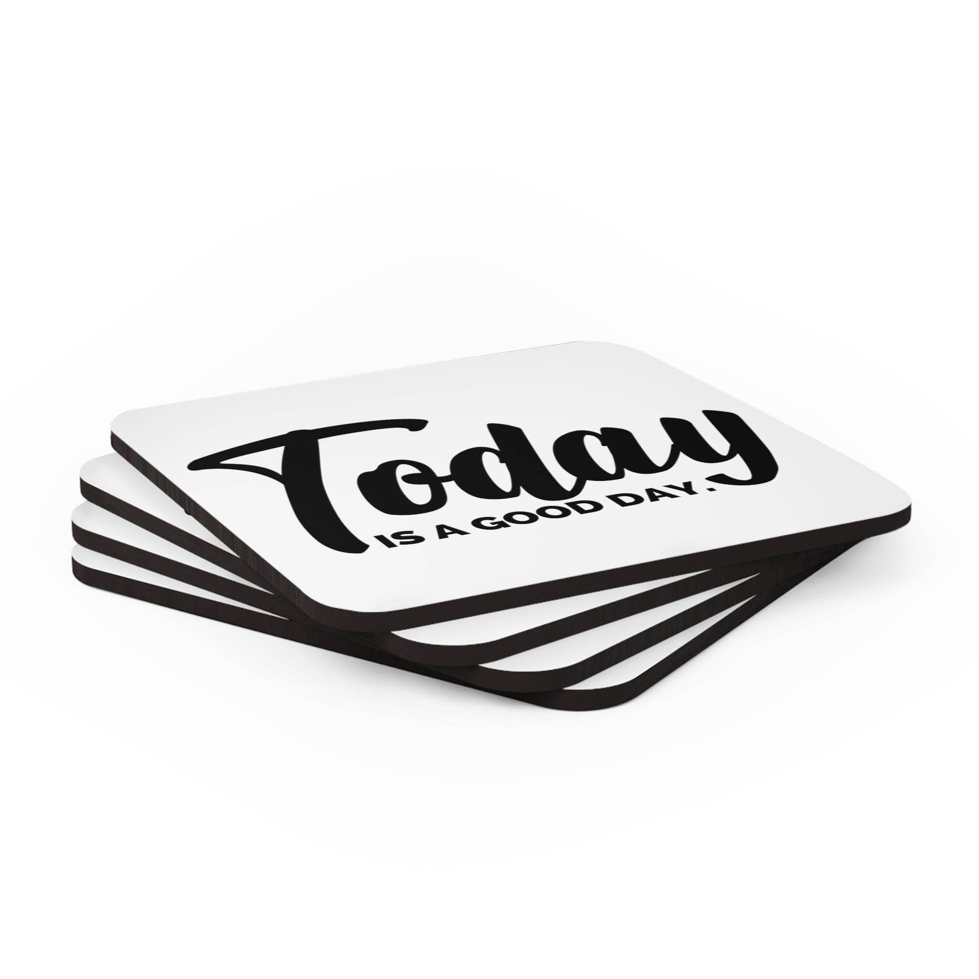 Coaster Set of 4 for Drinks Today is a Good Day Black Illustration - Soul threadssoulthreads25
