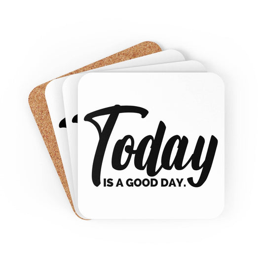 Coaster Set of 4 for Drinks Today is a Good Day Black Illustration - Soul threadssoulthreads25