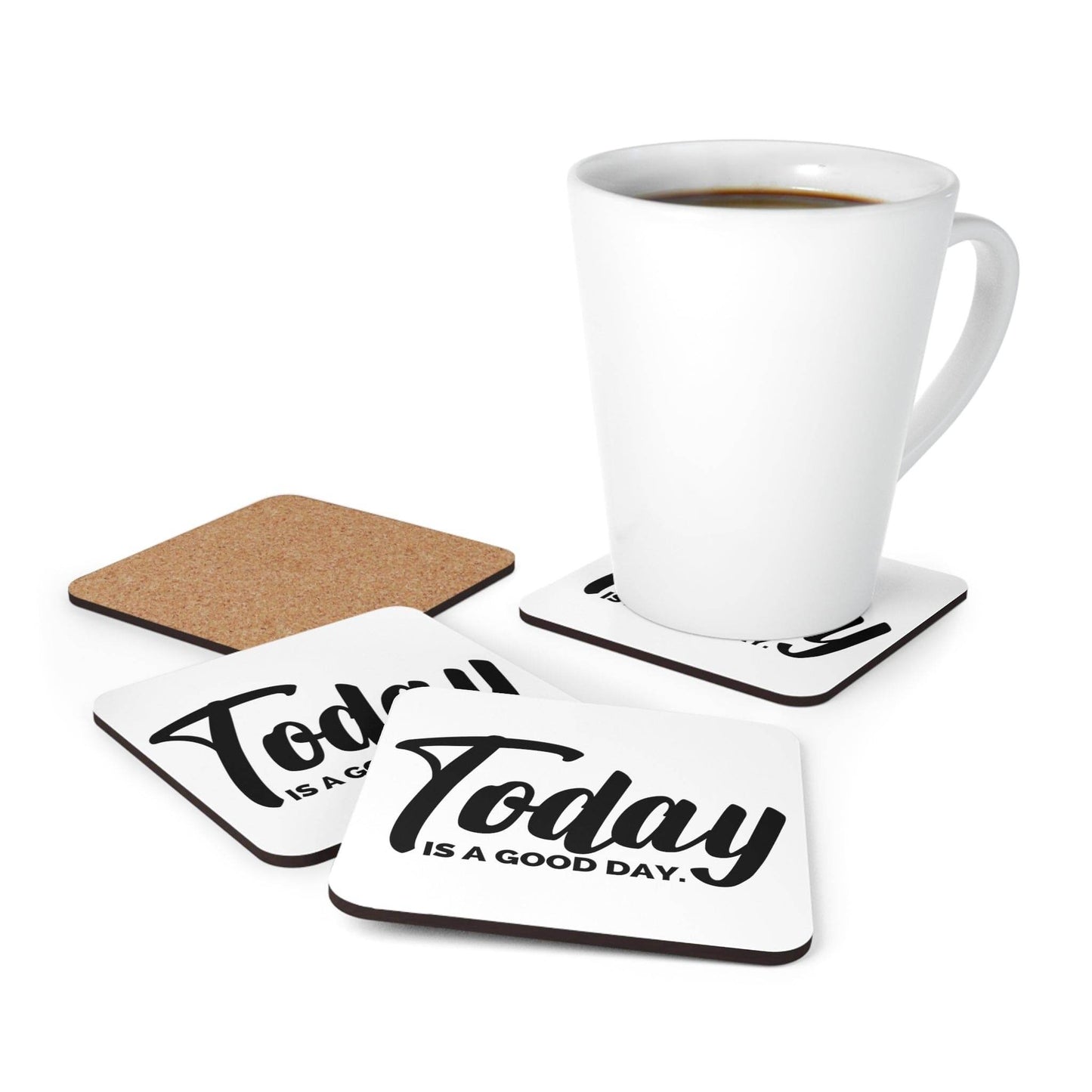 Coaster Set of 4 for Drinks Today is a Good Day Black Illustration - Soul threadssoulthreads25