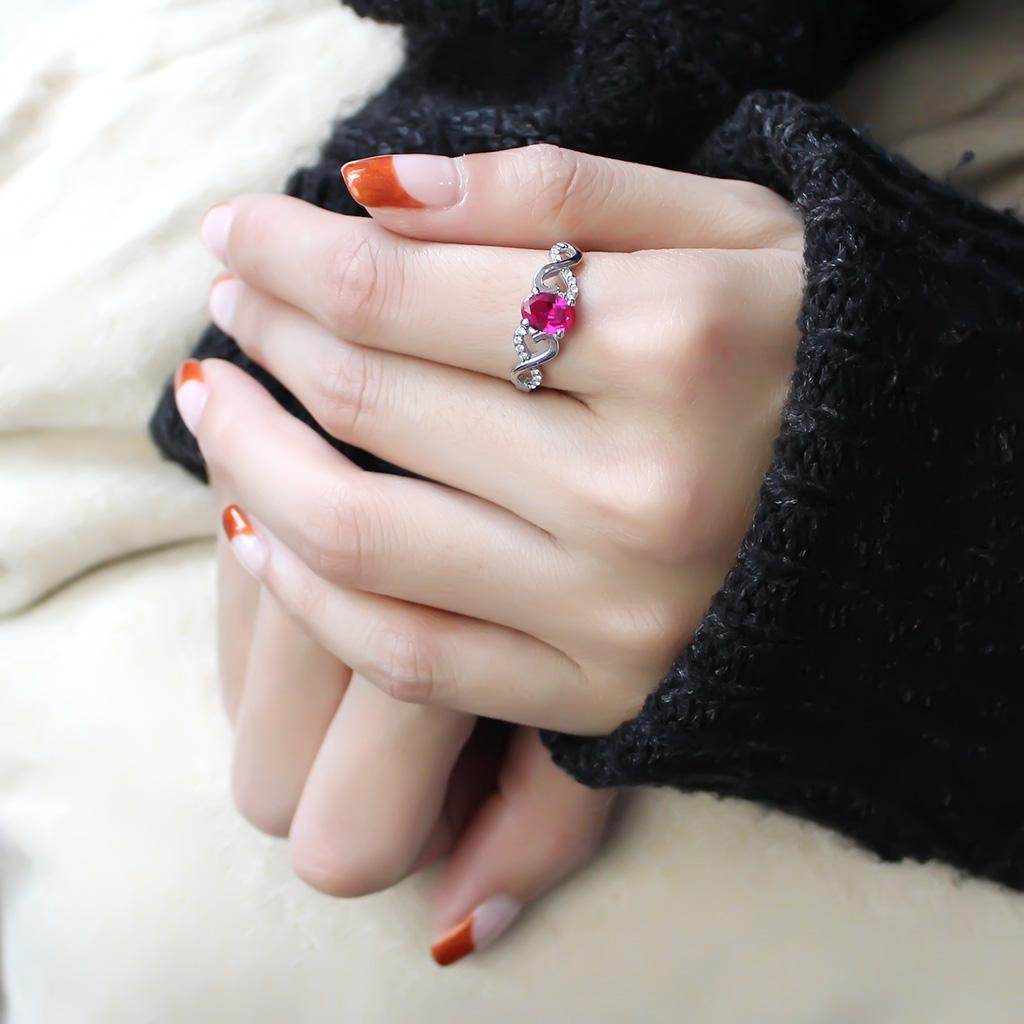 DA119 - High polished (no plating) Stainless Steel Ring with AAA Grade CZ in Ruby - Soul threadssoulthreads25