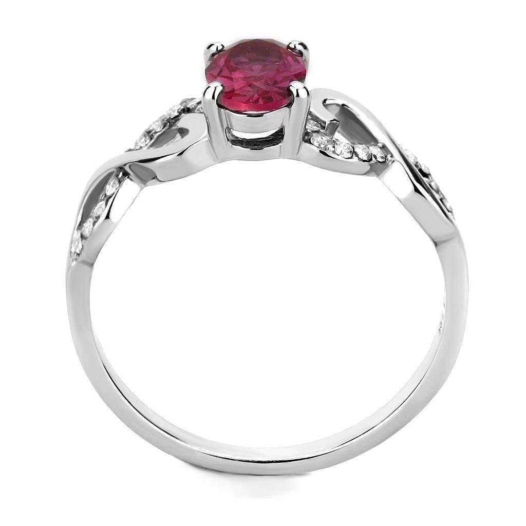 DA119 - High polished (no plating) Stainless Steel Ring with AAA Grade CZ in Ruby - Soul threadssoulthreads25
