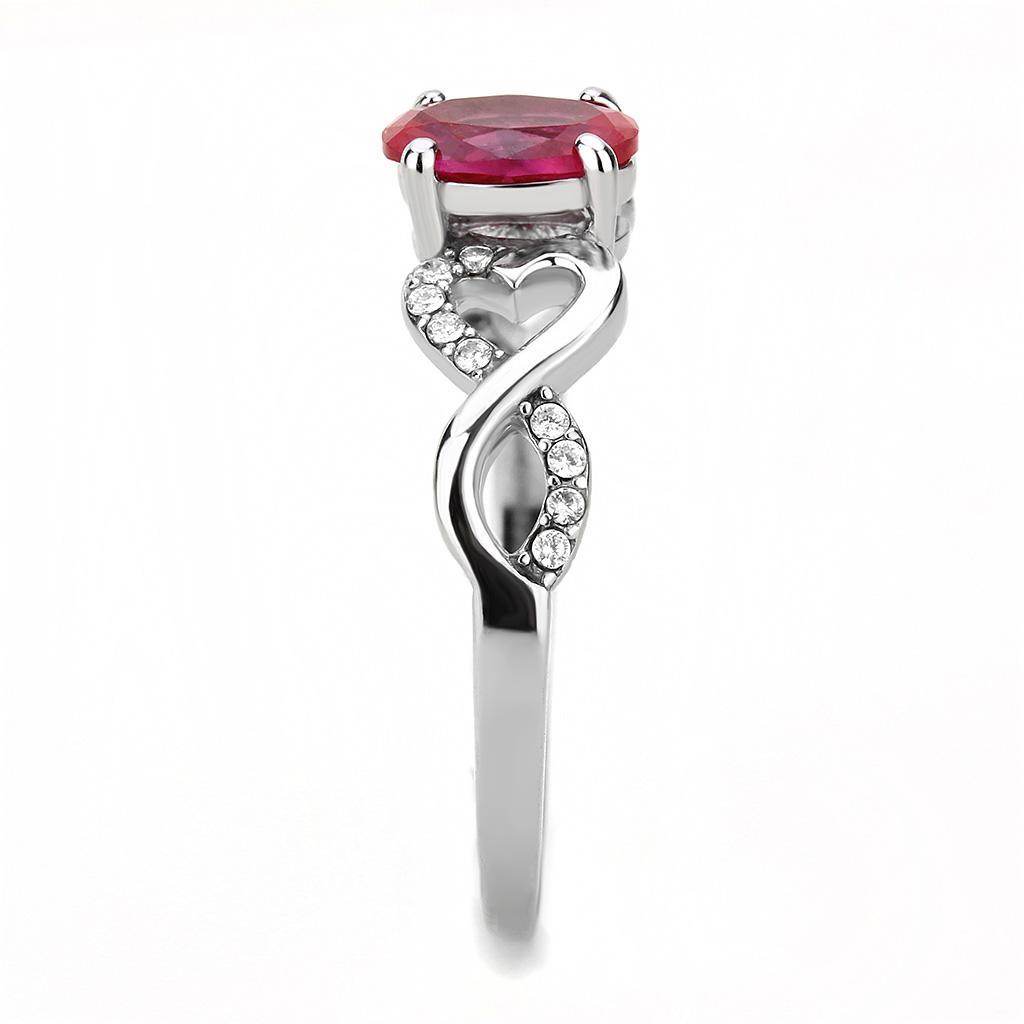DA119 - High polished (no plating) Stainless Steel Ring with AAA Grade CZ in Ruby - Soul threadssoulthreads25