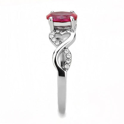 DA119 - High polished (no plating) Stainless Steel Ring with AAA Grade CZ in Ruby - Soul threadssoulthreads25