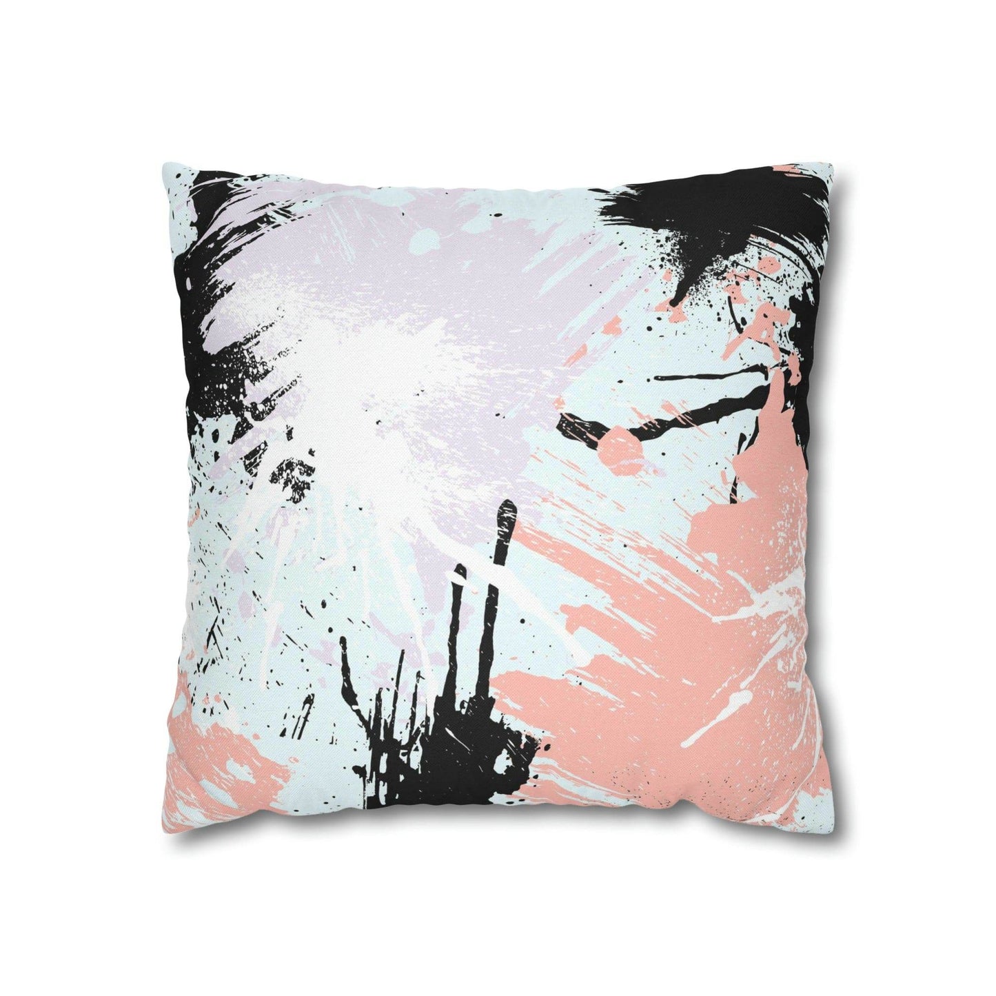 Decorative Throw Pillow Cover - Abstract Pink Black White Paint Splatter Pattern - Soul threadssoulthreads25