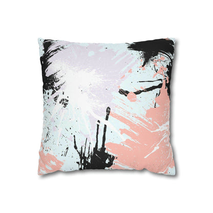 Decorative Throw Pillow Cover - Abstract Pink Black White Paint Splatter Pattern - Soul threadssoulthreads25