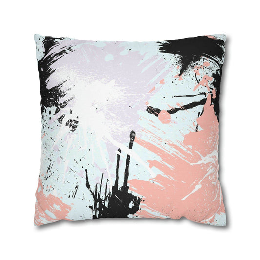 Decorative Throw Pillow Cover - Abstract Pink Black White Paint Splatter Pattern - Soul threadssoulthreads25