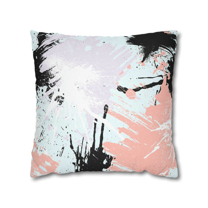 Decorative Throw Pillow Cover - Abstract Pink Black White Paint Splatter Pattern - Soul threadssoulthreads25