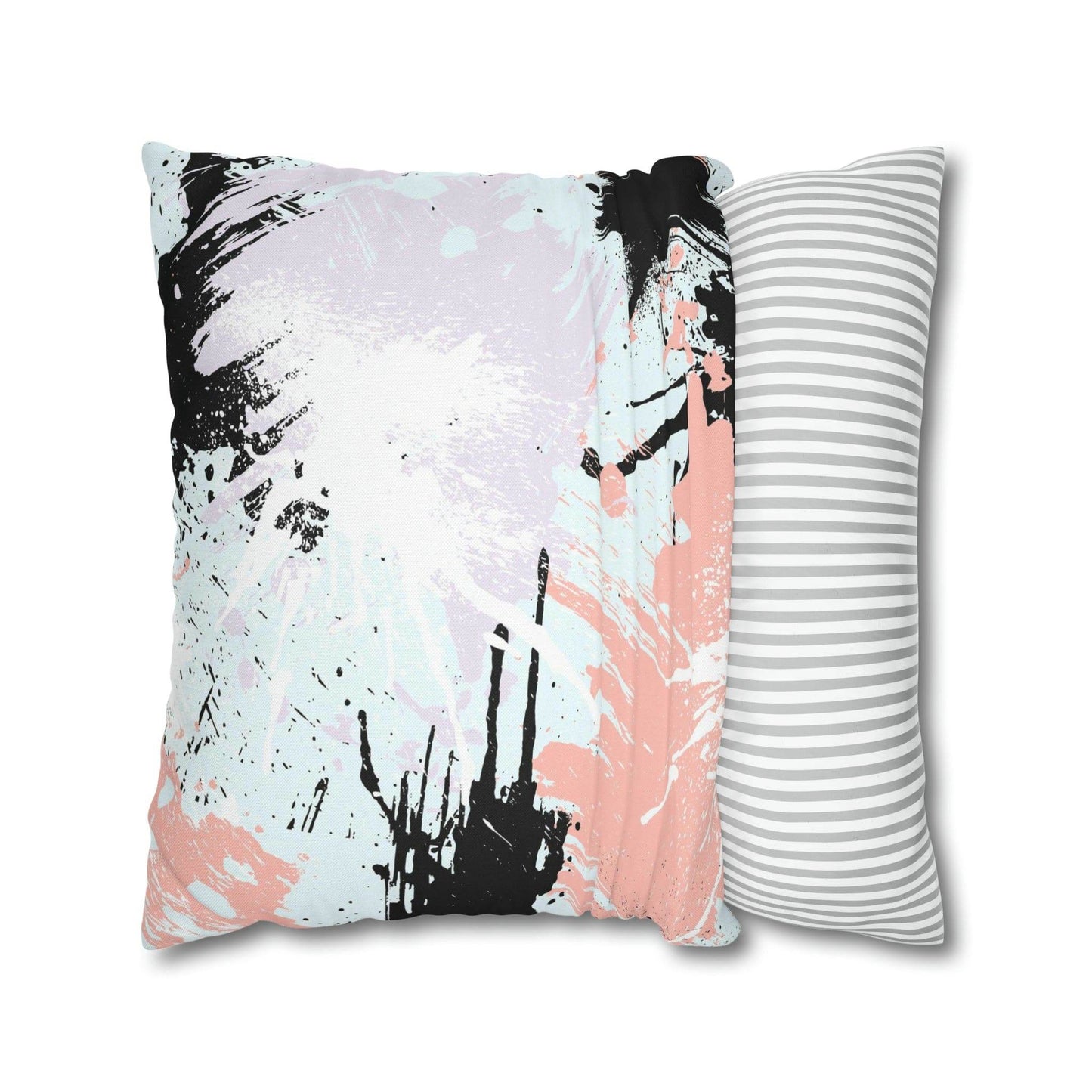 Decorative Throw Pillow Cover - Abstract Pink Black White Paint Splatter Pattern - Soul threadssoulthreads25