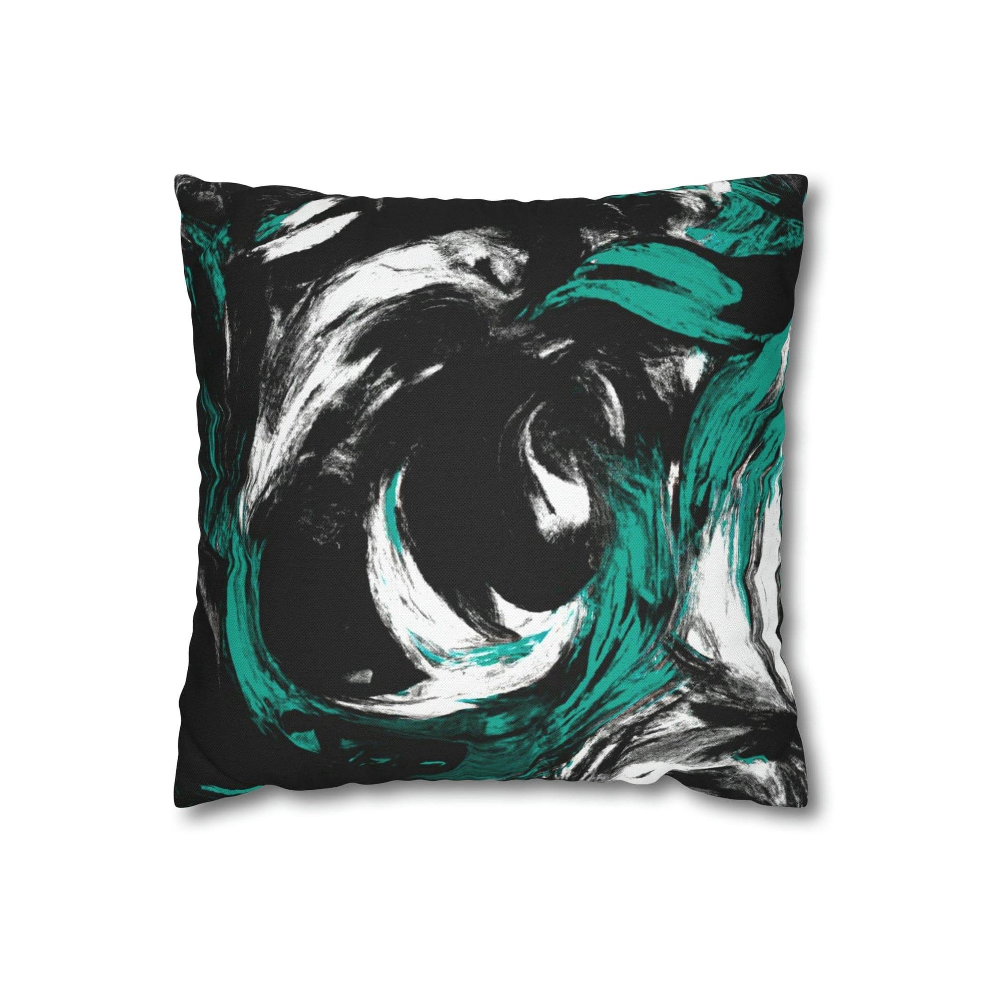 Decorative Throw Pillow Cover - Black Green White Abstract Pattern - Soul threadssoulthreads25