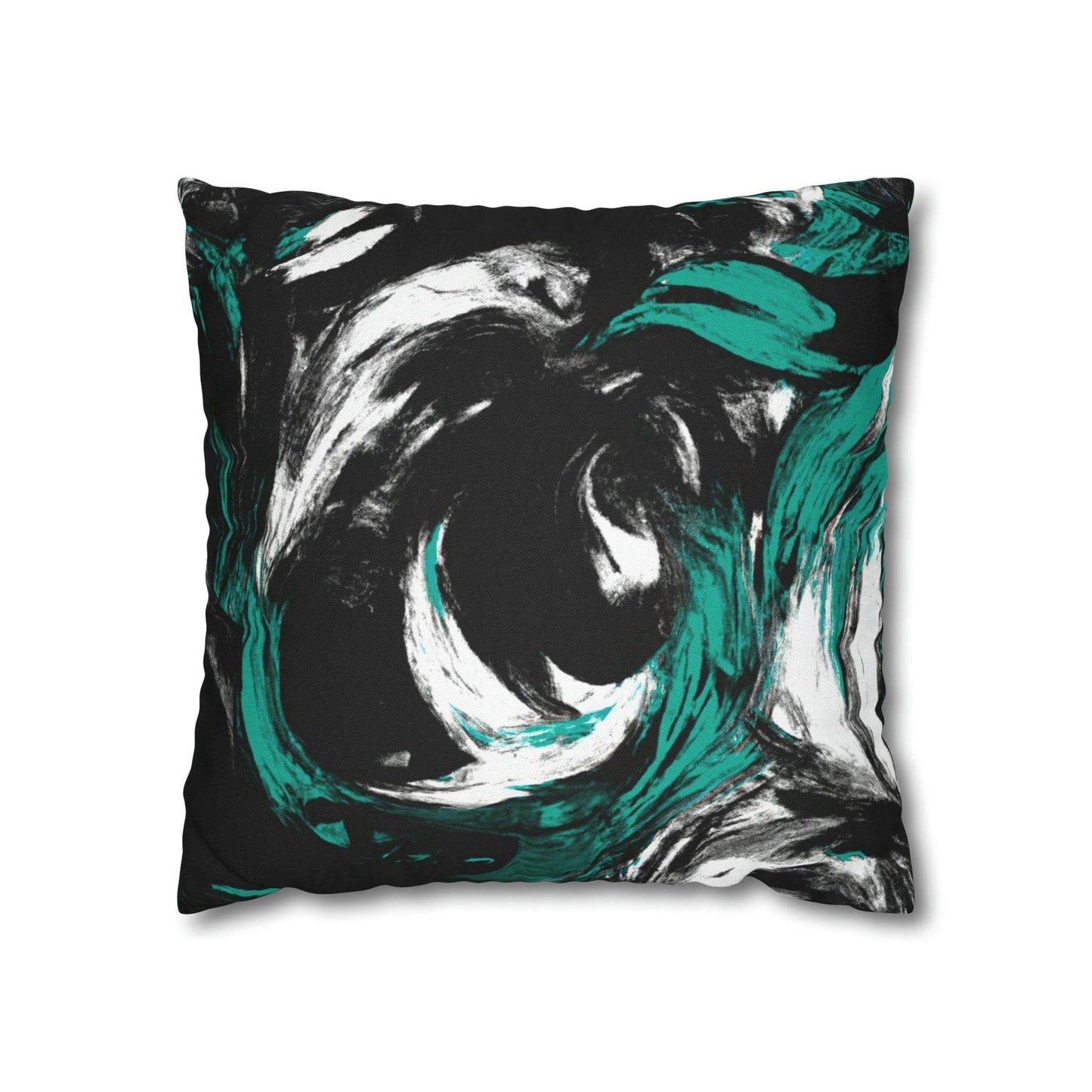 Decorative Throw Pillow Cover - Black Green White Abstract Pattern - Soul threadssoulthreads25