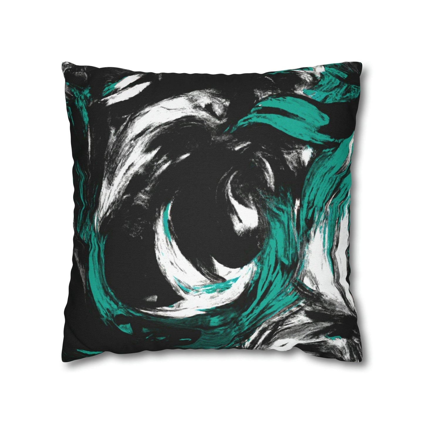 Decorative Throw Pillow Cover - Black Green White Abstract Pattern - Soul threadssoulthreads25