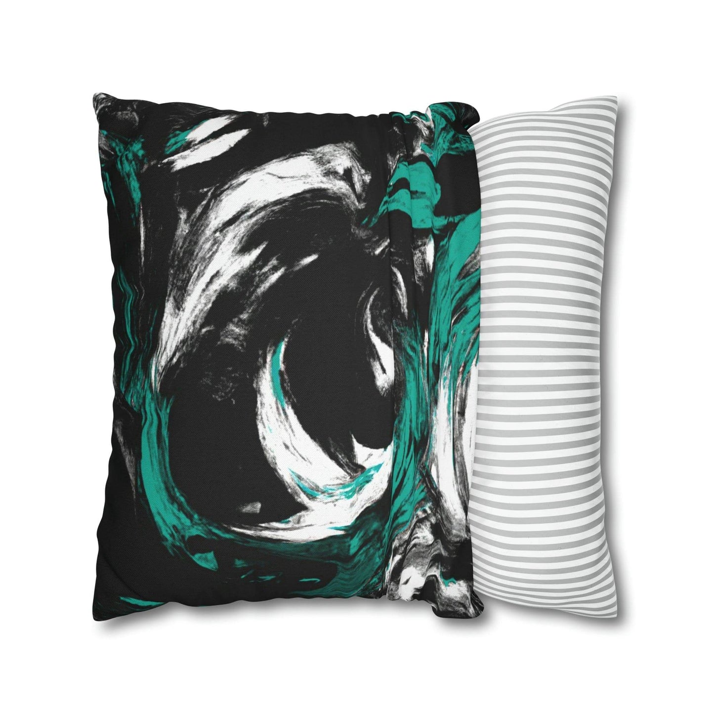 Decorative Throw Pillow Cover - Black Green White Abstract Pattern - Soul threadssoulthreads25