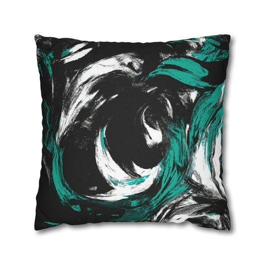 Decorative Throw Pillow Cover - Black Green White Abstract Pattern - Soul threadssoulthreads25