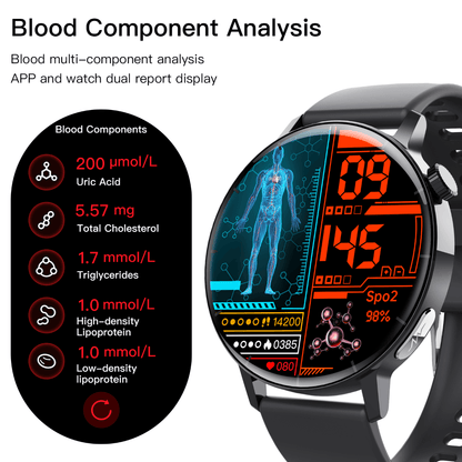 ECG monitor Smart Watch Non Invasive Blood Glucose Smart Watch with Blood Component Analysis - Soul threadssoulthreads25